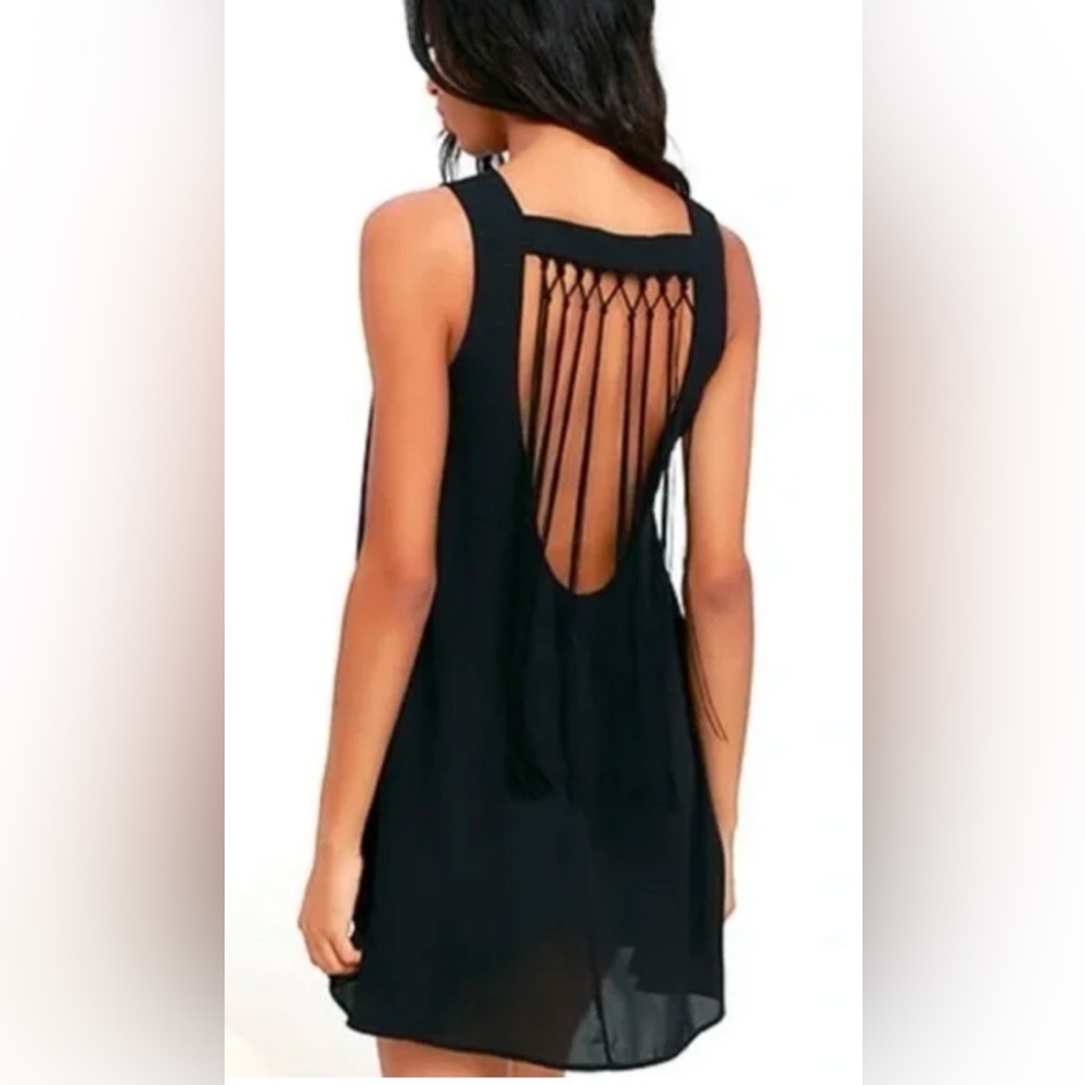 Lulu's Black Fringe Back Dress